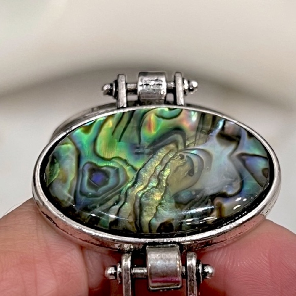 Abalone Shell Silver Toggle Clasp Bracelet - image 7